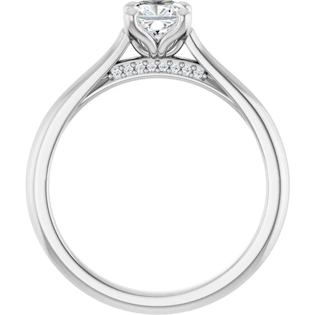 14K White Gold 5/8 CTW Cushion Diamond Solitaire Engagement Ring