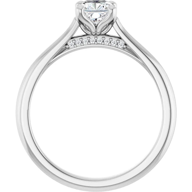 14K White Gold 5/8 CTW Cushion Diamond Solitaire Engagement Ring