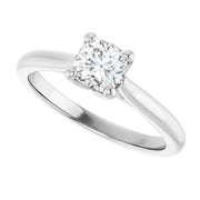 14K White Gold 5/8 CTW Cushion Diamond Solitaire Engagement Ring