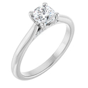 14K White Gold 5/8 CTW Cushion Diamond Solitaire Engagement Ring