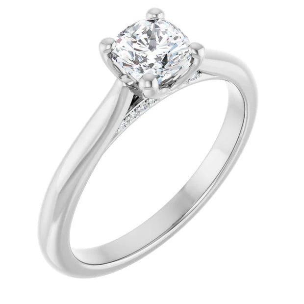 14K White Gold 5/8 CTW Cushion Diamond Solitaire Engagement Ring