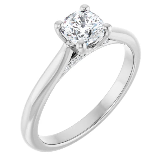 14K White Gold 5/8 CTW Cushion Diamond Solitaire Engagement Ring