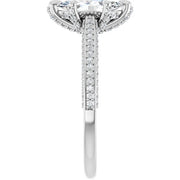 14K White Gold 5/8 CTW Marquise Diamond Ring with Double Row Pavé Band