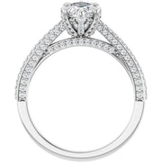14K White Gold 5/8 CTW Marquise Diamond Ring with Double Row Pavé Band