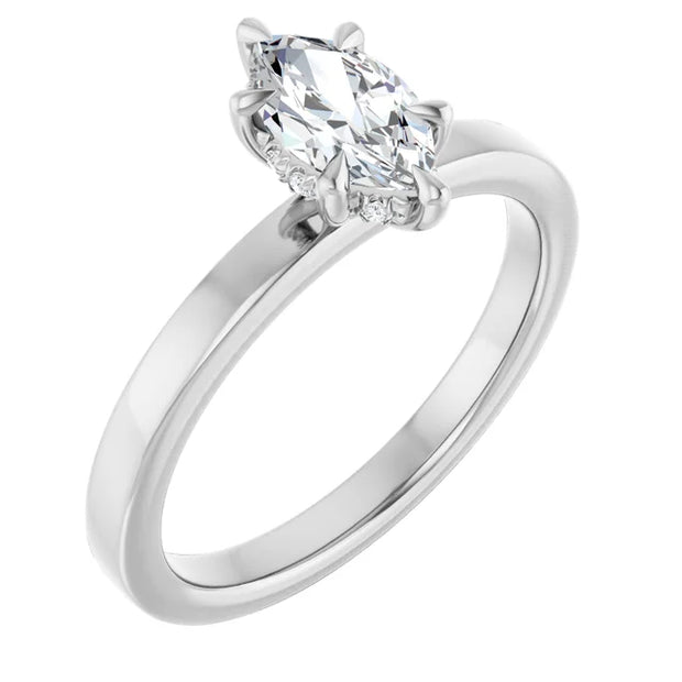 14K White Gold 5/8 CTW Marquise Diamond Solitaire Ring