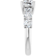 14K White Gold 6 7/8 CTW Cushion-Cut Diamond Ring with Graduated Side Stones