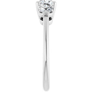 14K White Gold 7/8 CTW Cushion Diamond Engagement Ring with Marquise and Round Side Stones
