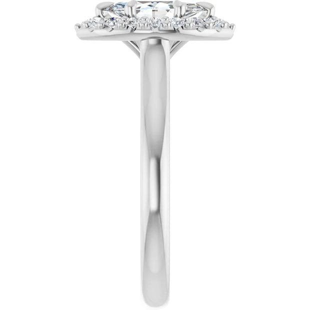 14K White Gold 7/8 CTW Marquise Diamond Halo Engagement Ring