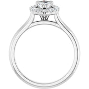14K White Gold 7/8 CTW Marquise Diamond Halo Engagement Ring