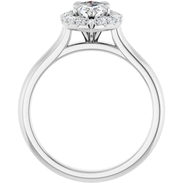 14K White Gold 7/8 CTW Marquise Diamond Halo Engagement Ring
