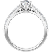 14K White Gold 7/8 CTW Marquise Diamond Ring with Double Pavé Split Shank