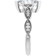 14K White Gold 9/10 CTW Marquise Diamond Engagement Ring with Celtic-Inspired Accents