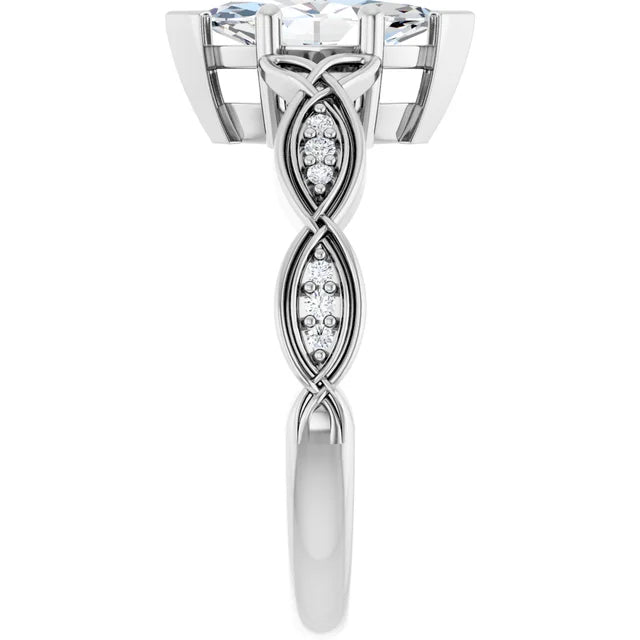 14K White Gold 9/10 CTW Marquise Diamond Engagement Ring with Celtic-Inspired Accents