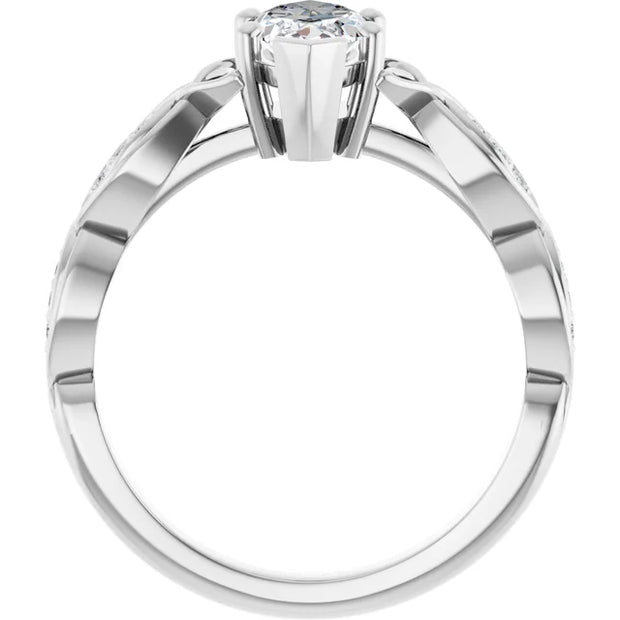 14K White Gold 9/10 CTW Marquise Diamond Engagement Ring with Celtic-Inspired Accents
