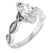14K White Gold 9/10 CTW Marquise Diamond Engagement Ring with Celtic-Inspired Accents