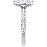 14K White Gold 9/10 CTW Marquise Diamond Engagement Ring with Pavé Band
