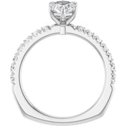 14K White Gold 9/10 CTW Marquise Diamond Engagement Ring with Pavé Band