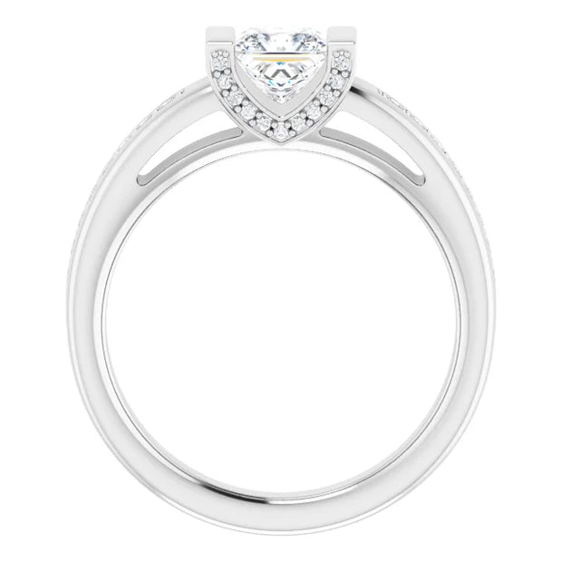 14K White Gold 9/10 CTW Princess Diamond Channel-Set Engagement Ring