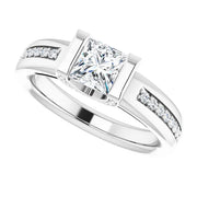 14K White Gold 9/10 CTW Princess Diamond Channel-Set Engagement Ring