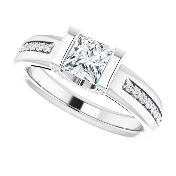 14K White Gold 9/10 CTW Princess Diamond Channel-Set Engagement Ring