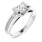 14K White Gold 9/10 CTW Princess Diamond Channel-Set Engagement Ring