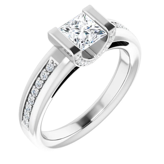 14K White Gold 9/10 CTW Princess Diamond Channel-Set Engagement Ring