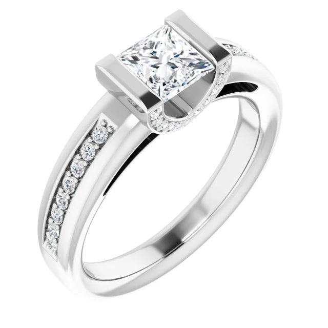 14K White Gold 9/10 CTW Princess Diamond Channel-Set Engagement Ring