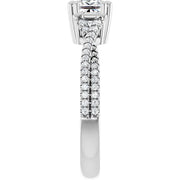 14K White Gold 9/10 CTW Princess Diamond Engagement Ring with Twisted Pavé Shank