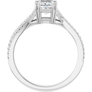 14K White Gold 9/10 CTW Princess Diamond Engagement Ring with Twisted Pavé Shank