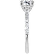 14K White Gold 9/10 CTW Round Diamond Engagement Ring with Pavé Band