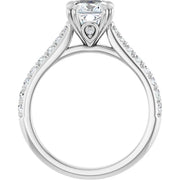 14K White Gold 9/10 CTW Round Diamond Engagement Ring with Pavé Band