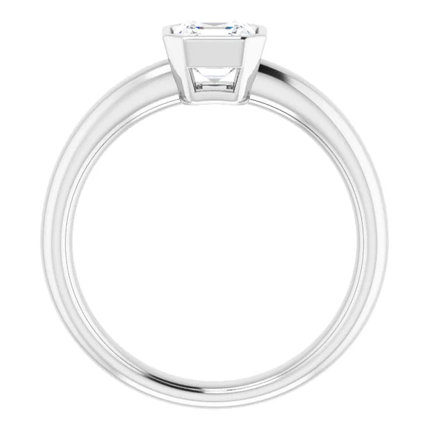 14K White Gold Asscher-Cut Diamond Engagement Ring with 3/4 CT Bezel-Set Center Stone