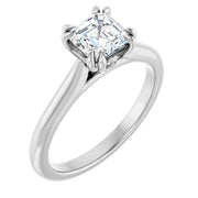 14K White Gold Asscher-Cut Solitaire Engagement Ring with 1 CT Center and Double Claw 8-Prong Setting