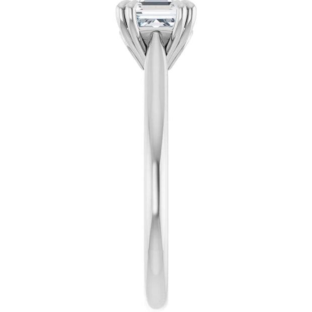 14K White Gold Asscher-Cut Solitaire Engagement Ring with 1 CT Center and Double Claw 8-Prong Setting