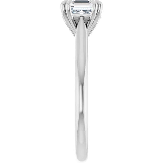 14K White Gold Asscher-Cut Solitaire Engagement Ring with 1 CT Center and Double Claw 8-Prong Setting