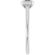 14K White Gold Asscher-Cut Bezel-Set Diamond Engagement Ring with 1 CT Center Stone
