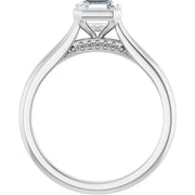 14K White Gold Asscher-Cut Bezel-Set Diamond Engagement Ring with 1 CT Center Stone