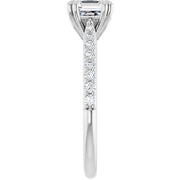 14K White Gold Asscher-Cut Diamond Engagement Ring with 1 CT Center and 1 1/4 CTW Diamond Accents with Double Claw Prongs
