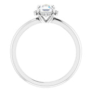 14K White Gold Asscher-Cut Diamond Engagement Ring with Milgrain Halo Accents 3/4 CT Center Stone