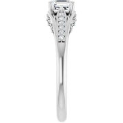 14K White Gold Asscher-Cut Diamond Engagement Ring with Split Shank and Diamond Accents 3/4 CT Center Stone