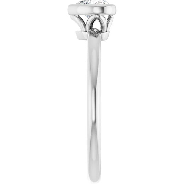 14K White Gold Bezel-Set Heart-Shape Diamond Solitaire Engagement Ring 1/2 CT Center Stone
