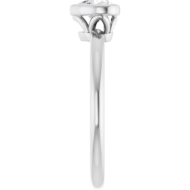14K White Gold Bezel-Set Heart-Shape Diamond Solitaire Engagement Ring 1/2 CT Center Stone