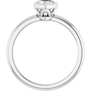 14K White Gold Bezel-Set Heart-Shape Diamond Solitaire Engagement Ring 1/2 CT Center Stone