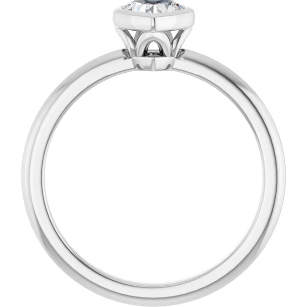 14K White Gold Bezel-Set Heart-Shape Diamond Solitaire Engagement Ring 1/2 CT Center Stone