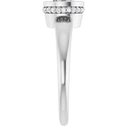 14K White Gold Bezel-Set Oval Engagement Ring with 1/2 CT Center Diamond