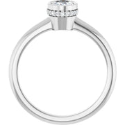 14K White Gold Bezel-Set Oval Engagement Ring with 1/2 CT Center Diamond