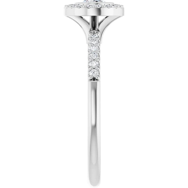 14K White Gold Bezel-Set Oval Halo Engagement Ring with 1 CT Center and 1 1/5 CTW Diamonds