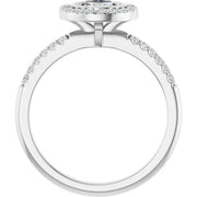 14K White Gold Bezel-Set Oval Halo Engagement Ring with 1 CT Center and 1 1/5 CTW Diamonds