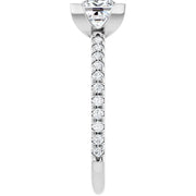 14K White Gold Bezel-Set Princess-Cut Engagement Ring with 3/4 CT Center and 1 CTW Diamond Band