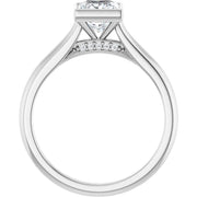 14K White Gold Bezel-Set Princess-Cut Solitaire Ring with 1/2 CT Center Diamond